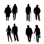 Vector silhouette of old people N208