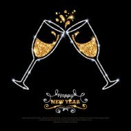 Sparkling gold silver champagne glasses