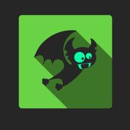 Quadrate flat vector icon with vampire bat for Halloween
