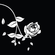 Black silhouette of rose with leaves N4