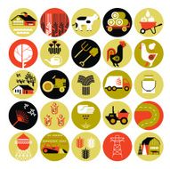 Set of icons with farming silhouettes