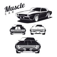 Muscle car tamplates for icons and emblems isolated