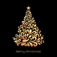 Abstract Christmas tree in gold color
