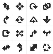Black different kind of arrows icons