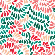 Pastel colored stylized flowers and leaves seamless pattern vector