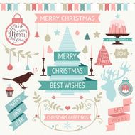 Vector collection of retro icons for Christmas and New year