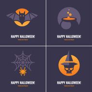 Four cards with Halloween symbols