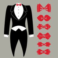 Vector tuxedo with colored bow tie set N2