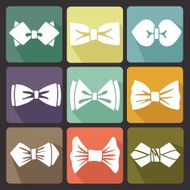 Colored flat icons with white silhouettes of bow tie N2