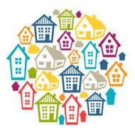 Town background design with cottages and houses N3