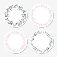 Fast food sticker templates collection Hand drawn floral frame Background