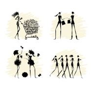 Fashion girls black silhouettes collection N5