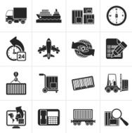 Black shipping and logistics icons N2