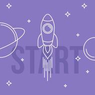 Rocket space vector illustration Linear design Start up concep