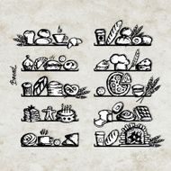 Bakery on shelves sketch for your design N2