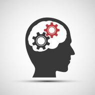 Vector icon of human head with mechanical gears N2