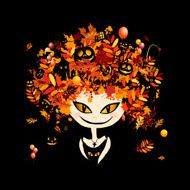 Halloween holiday design female head N3