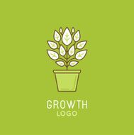 Vector abstract growth logo design element in trendy linear styl