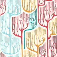 Colorful Seamless Pattern with stylized trees N3