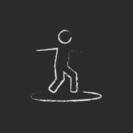 Man on a surfboard icon drawn in chalk N2
