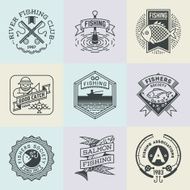 Fishing Assorted Retro Design Insignias Logotypes Set