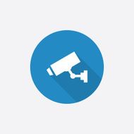 security camera Flat Blue Simple Icon with long shadow