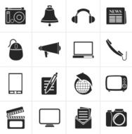 Black Communication and media icons
