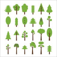 Set of flat icons tree Green trees set