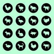 Farm Animals Icons - Circle N2