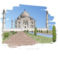 Taj Mahal hand drawn vector illustration N3