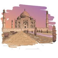 Taj Mahal hand drawn vector illustration N4