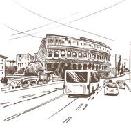 Rome Coliseum hand drawn vector illustration N3