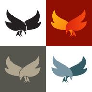 Fire bird silhouette icon Vector graphics