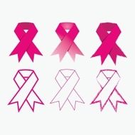 Breast Cancer Awareness pink ribbons icons set on white background