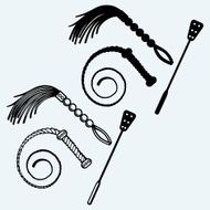 Three different types of whips for sexual role-playing