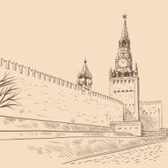 Moscow Red square hand drawn vector illustration N3