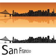 San Francisco skyline in orange background