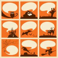 Collection of halloween elements with speech bubbles N3