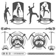 Set of vector mountains and rock climbing emblems
