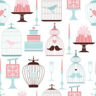 Seamless vector vintage pattern with decorative wedding elements