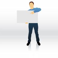 Male silhouette holding blank sign N9