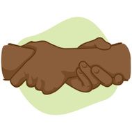 hands holding a wrist of the other African descent