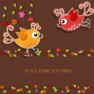 Birds with flowers