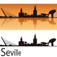 Seville Skyline in orange background