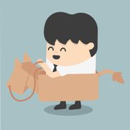 businessman riding the toy horse N2