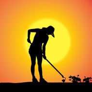 Vector silhouette of a gardener N85