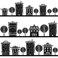 Seamless pattern with buildings trees N4