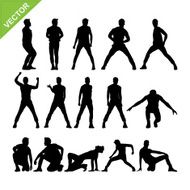 Men dancer silhouettes vector