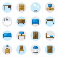 Flat Icons For Furniture Vector Illustration