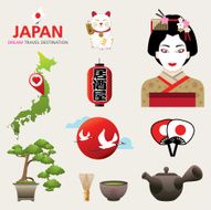 Japan Icons Design Travel Destination Concept icons
